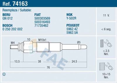 74163 FAE Свеча накаливания