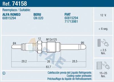 74158 FAE Свеча накаливания