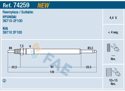 74259 FAE Свеча накаливания