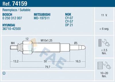 74159 FAE Свеча накаливания