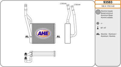 93583 AHE Теплообменник, отопление салона