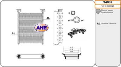 94087 AHE Теплообменник, отопление салона