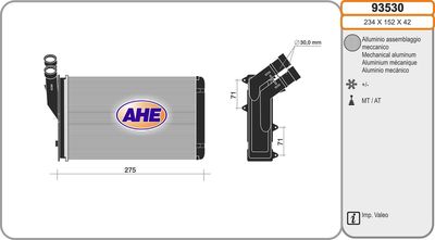93530 AHE Теплообменник, отопление салона
