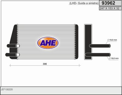 93962 AHE Теплообменник, отопление салона