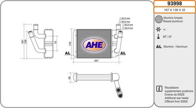 93998 AHE Теплообменник, отопление салона
