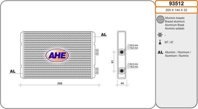 93512 AHE Теплообменник, отопление салона