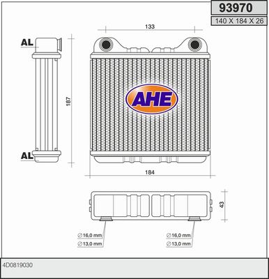 93970 AHE Теплообменник, отопление салона