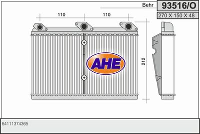 93516O AHE Теплообменник, отопление салона