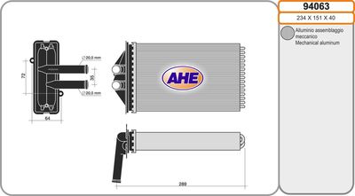 94063 AHE Теплообменник, отопление салона