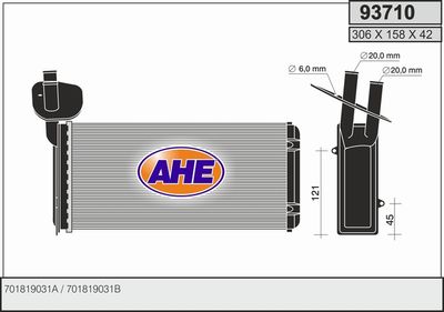 93710 AHE Теплообменник, отопление салона