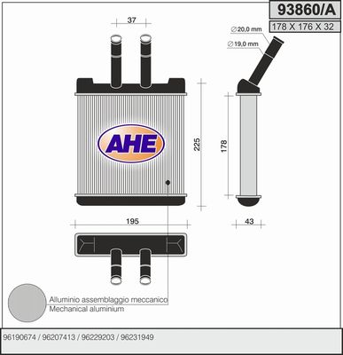 93860A AHE Теплообменник, отопление салона