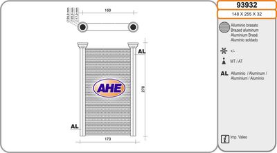 93932 AHE Теплообменник, отопление салона