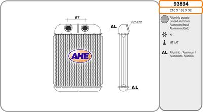93894 AHE Теплообменник, отопление салона