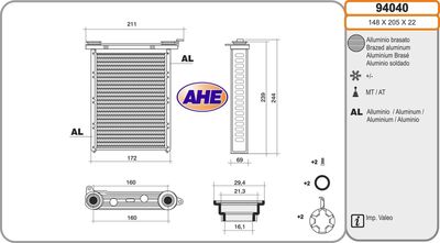 94040 AHE Теплообменник, отопление салона