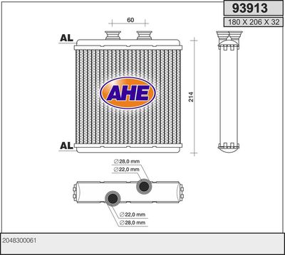 93913 AHE Теплообменник, отопление салона