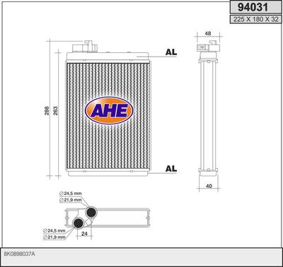 94031 AHE Теплообменник, отопление салона