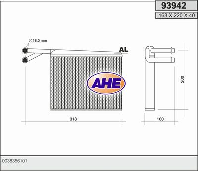 93942 AHE Теплообменник, отопление салона