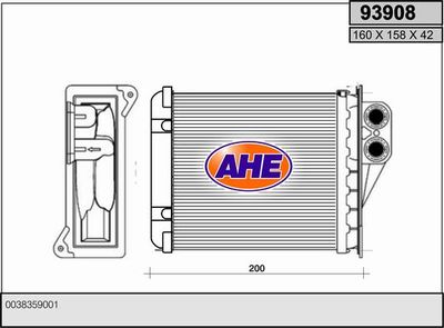 93908 AHE Теплообменник, отопление салона