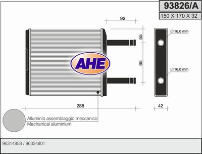 93826A AHE Теплообменник, отопление салона