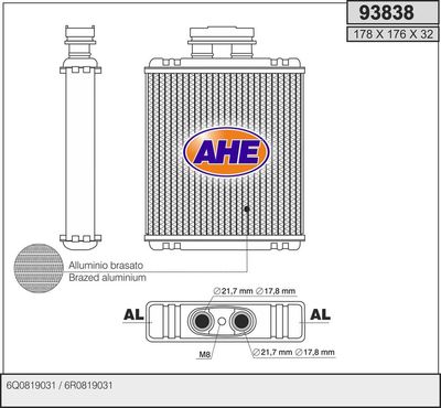 93838 AHE Теплообменник, отопление салона