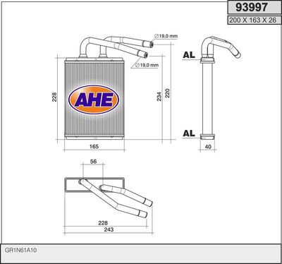 93997 AHE Теплообменник, отопление салона