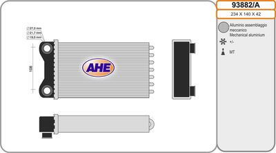 93882A AHE Теплообменник, отопление салона