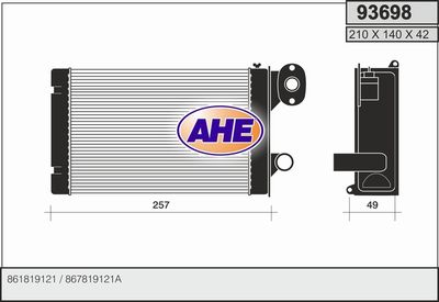 93698 AHE Теплообменник, отопление салона