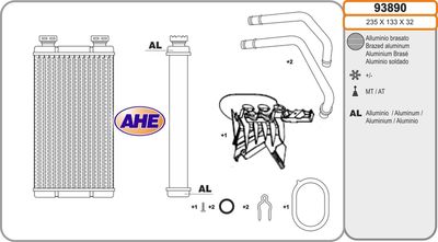 93890 AHE Теплообменник, отопление салона