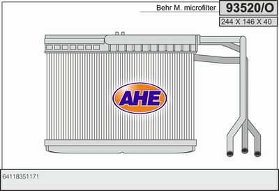 93520O AHE Теплообменник, отопление салона