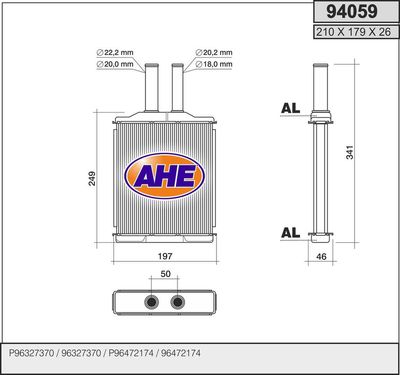 94059 AHE Теплообменник, отопление салона