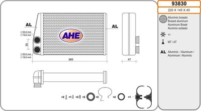 93830 AHE Теплообменник, отопление салона
