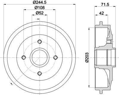 8DT355300591 HELLA Тормозной барабан