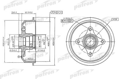 PDR1054 PATRON Тормозной барабан