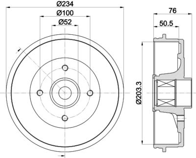 8DT355303131 HELLA PAGID Тормозной барабан