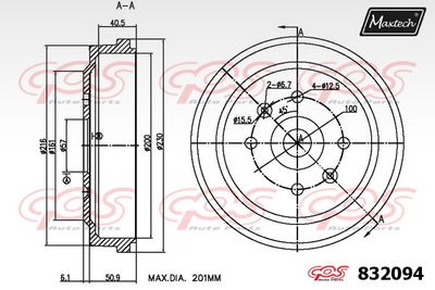 832094 MAXTECH Тормозной барабан