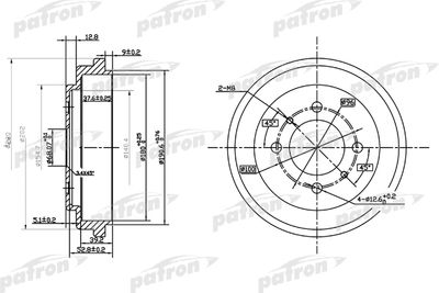 PDR1112 PATRON Тормозной барабан