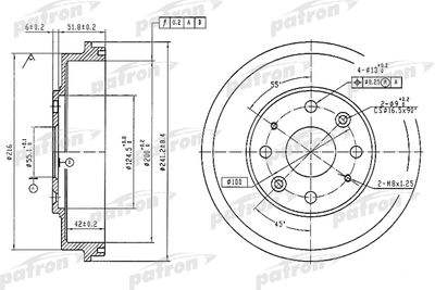 PDR1546 PATRON Тормозной барабан