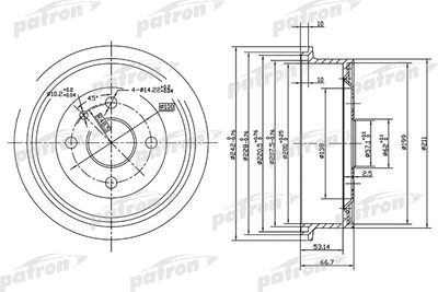 PDR1119 PATRON Тормозной барабан