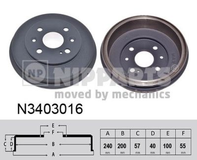 N3403016 NIPPARTS Тормозной барабан