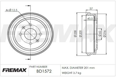 BD1572 FREMAX Тормозной барабан