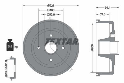 94024200 TEXTAR Тормозной барабан