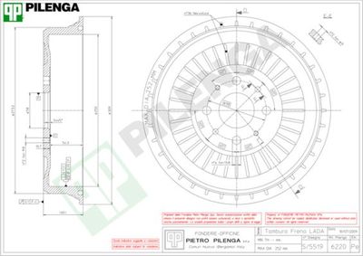 6220 PILENGA Тормозной барабан