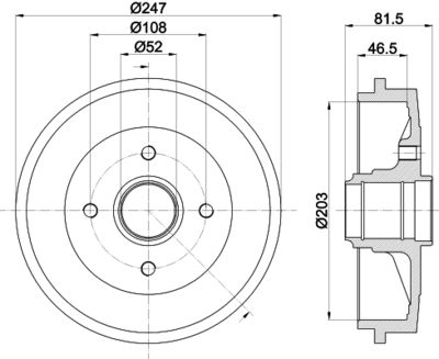 8DT355300481 HELLA PAGID Тормозной барабан