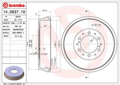 BT1177 BRECO Тормозной барабан