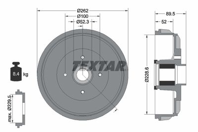 94047400 TEXTAR Тормозной барабан