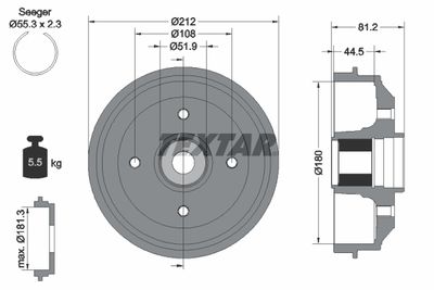 94041900 TEXTAR Тормозной барабан