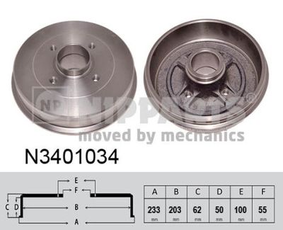 N3401034 NIPPARTS Тормозной барабан