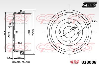 828008 MAXTECH Тормозной барабан