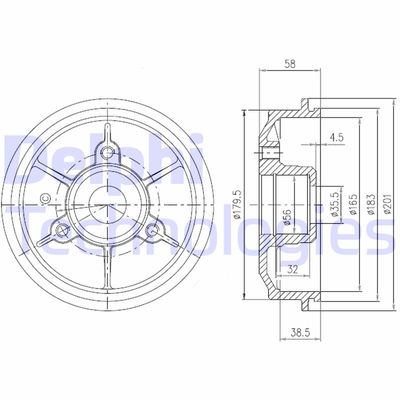 BFR267 DELPHI Тормозной барабан