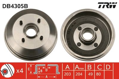 DB4305B TRW Тормозной барабан